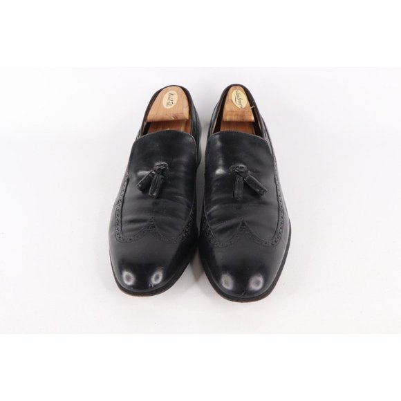 Vintage Salvatore Ferragamo Mens 11.5 B Leather Wingtip Tassel Loafers Black main image 8
